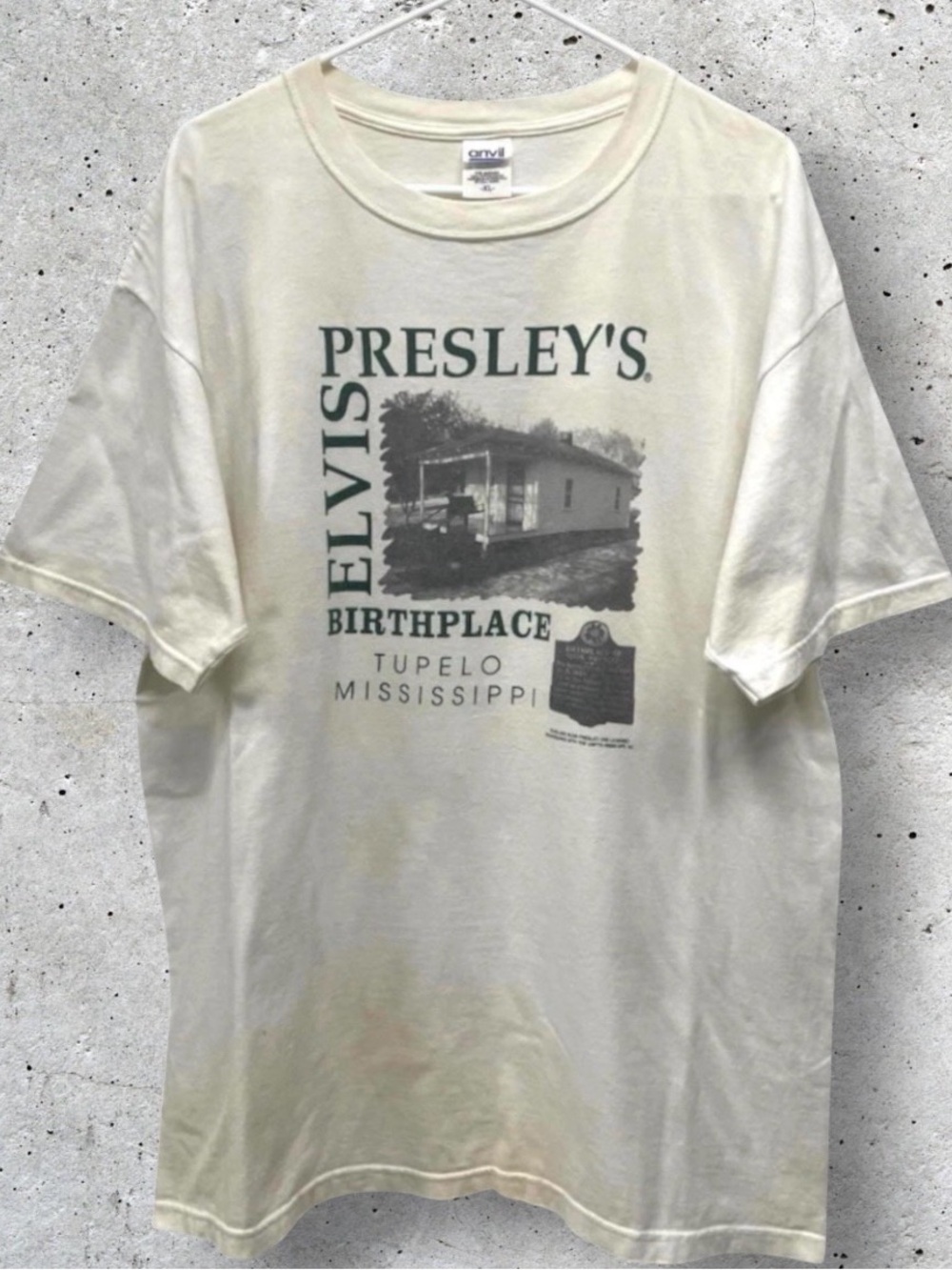 Vintage Y2K 2003 Elvis Presley Distressed White T Shirt Size XL